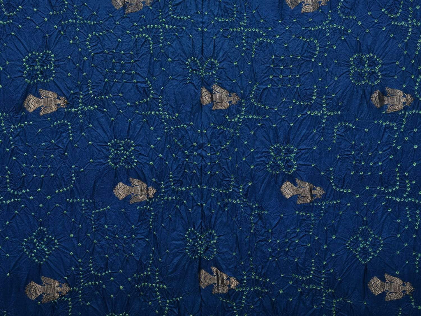 Blue Bandhani Kanchipuram Silk Handloom Saree with Gandaberunda Buta Design bn0238