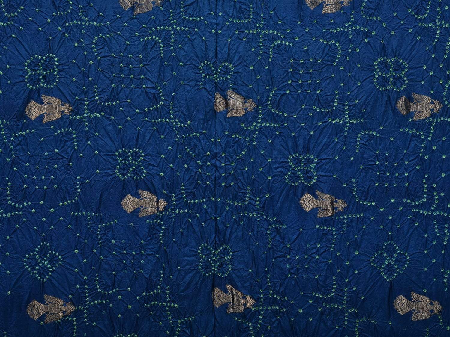 Blue Bandhani Kanchipuram Silk Handloom Saree with Gandaberunda Buta Design bn0238