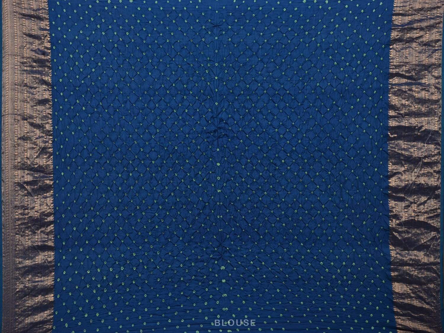 Blue Bandhani Kanchipuram Silk Handloom Saree with Gandaberunda Buta Design bn0238