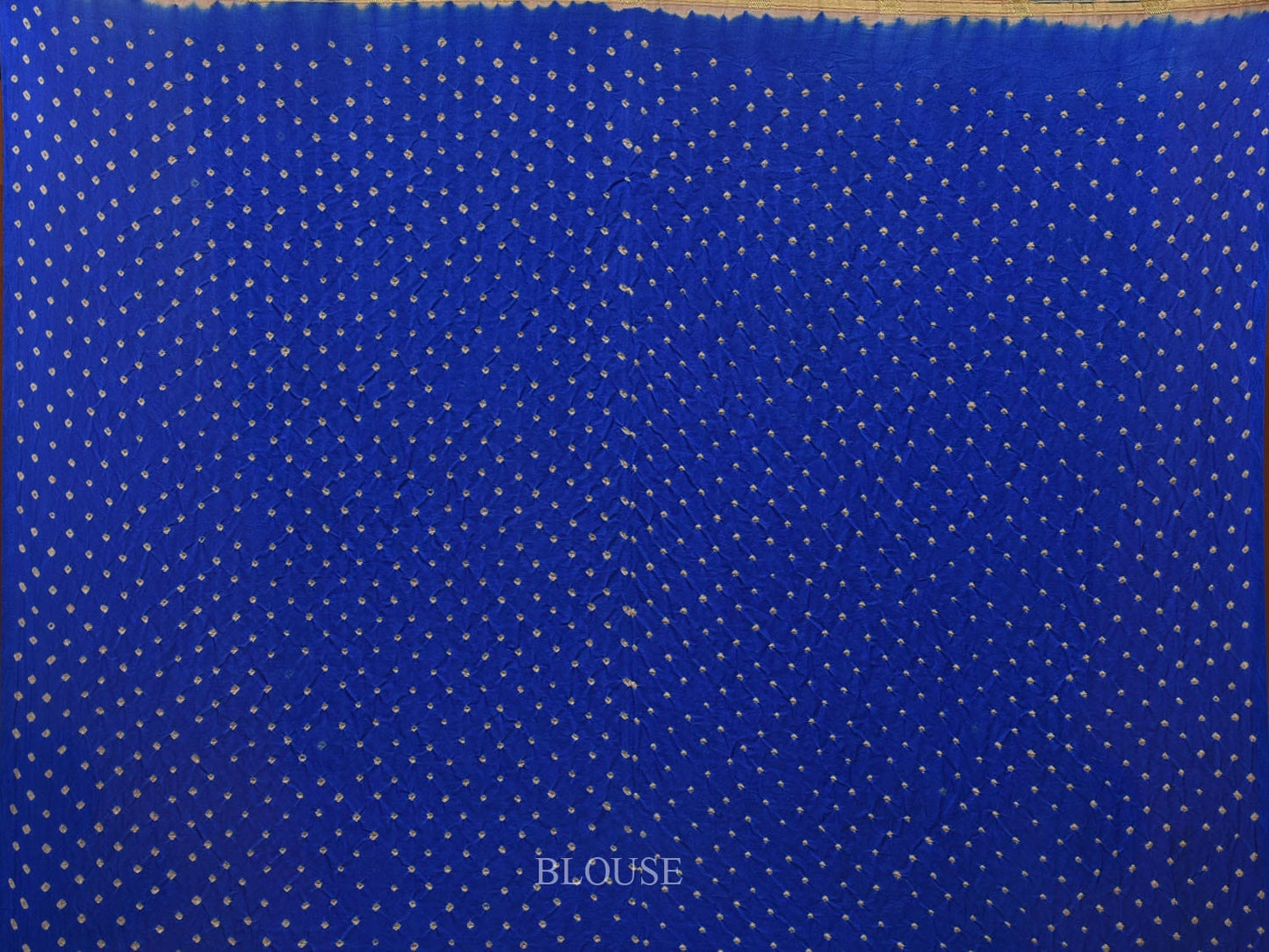 Blue Bandhani Kanchipuram Silk Handloom Saree with Kalamkari Hand Painted Body and Checks Design bn0409