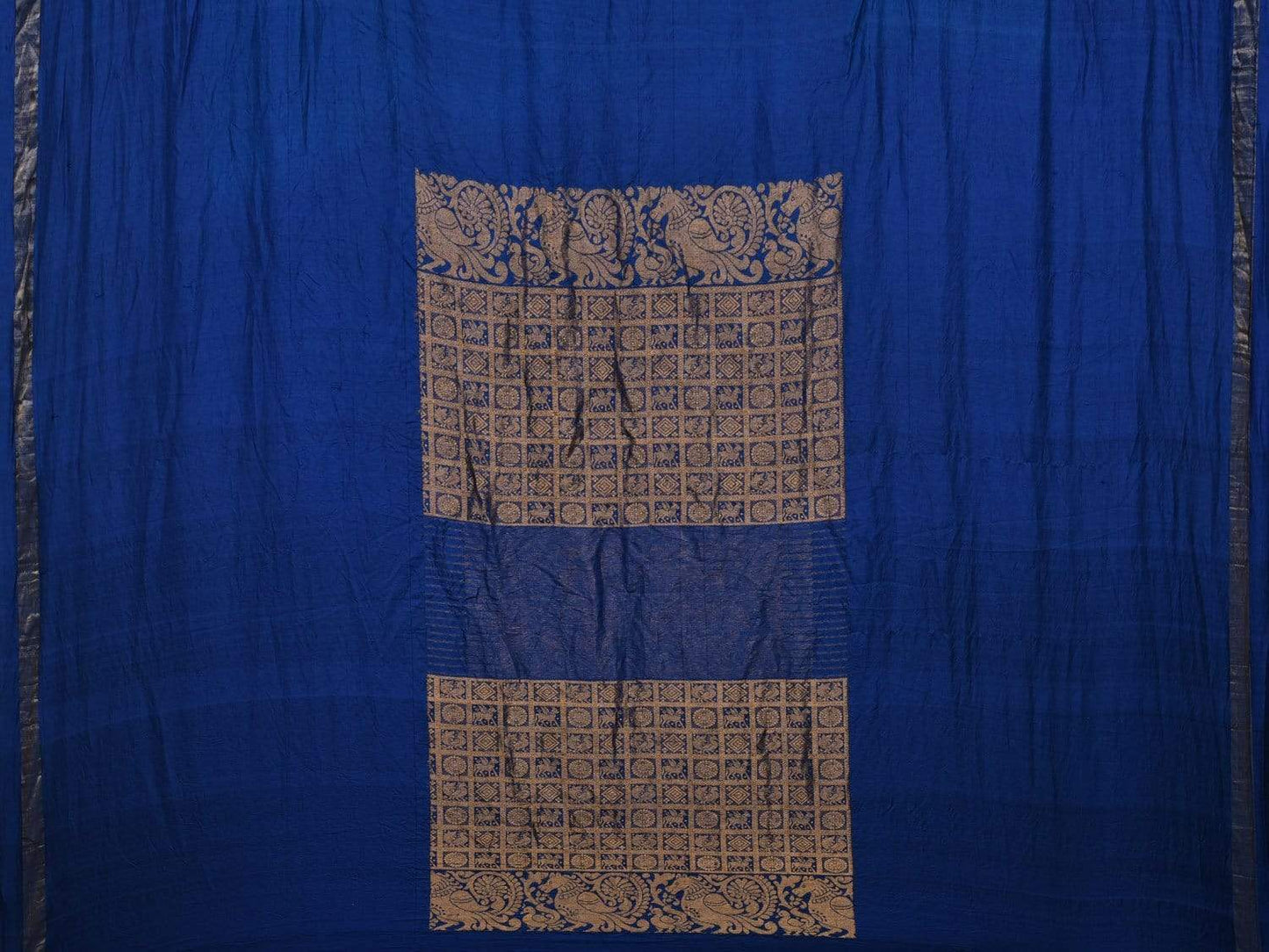 Blue Bandhani Kanchipuram Silk Handloom Saree with Middle Brocade Design bn0158