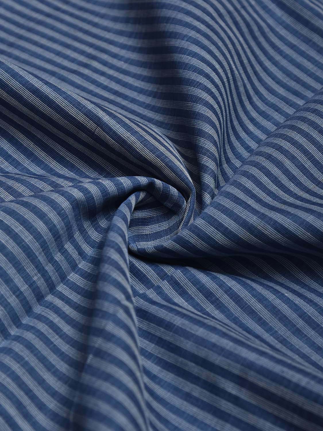 Blue Cotton Handloom Blouse with Strips Design Length 1mt Width 44 Inches BL0139