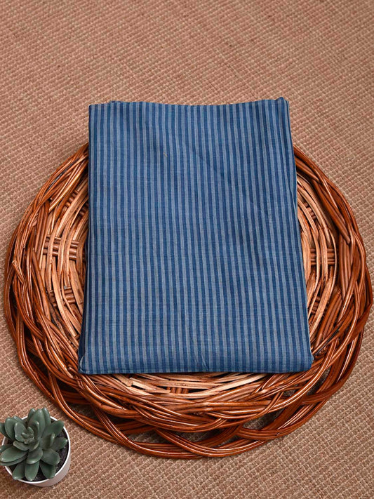 Blue Cotton Handloom Blouse with Strips Design Length 1mt Width 44 Inches BL0139