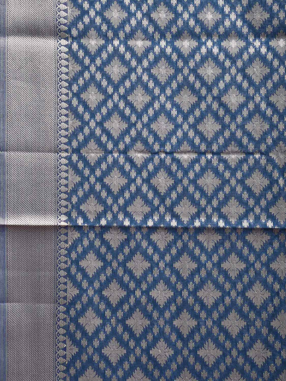 Blue Dhakai Jamdani Cotton Viscose Saree with Grill Design dj0038