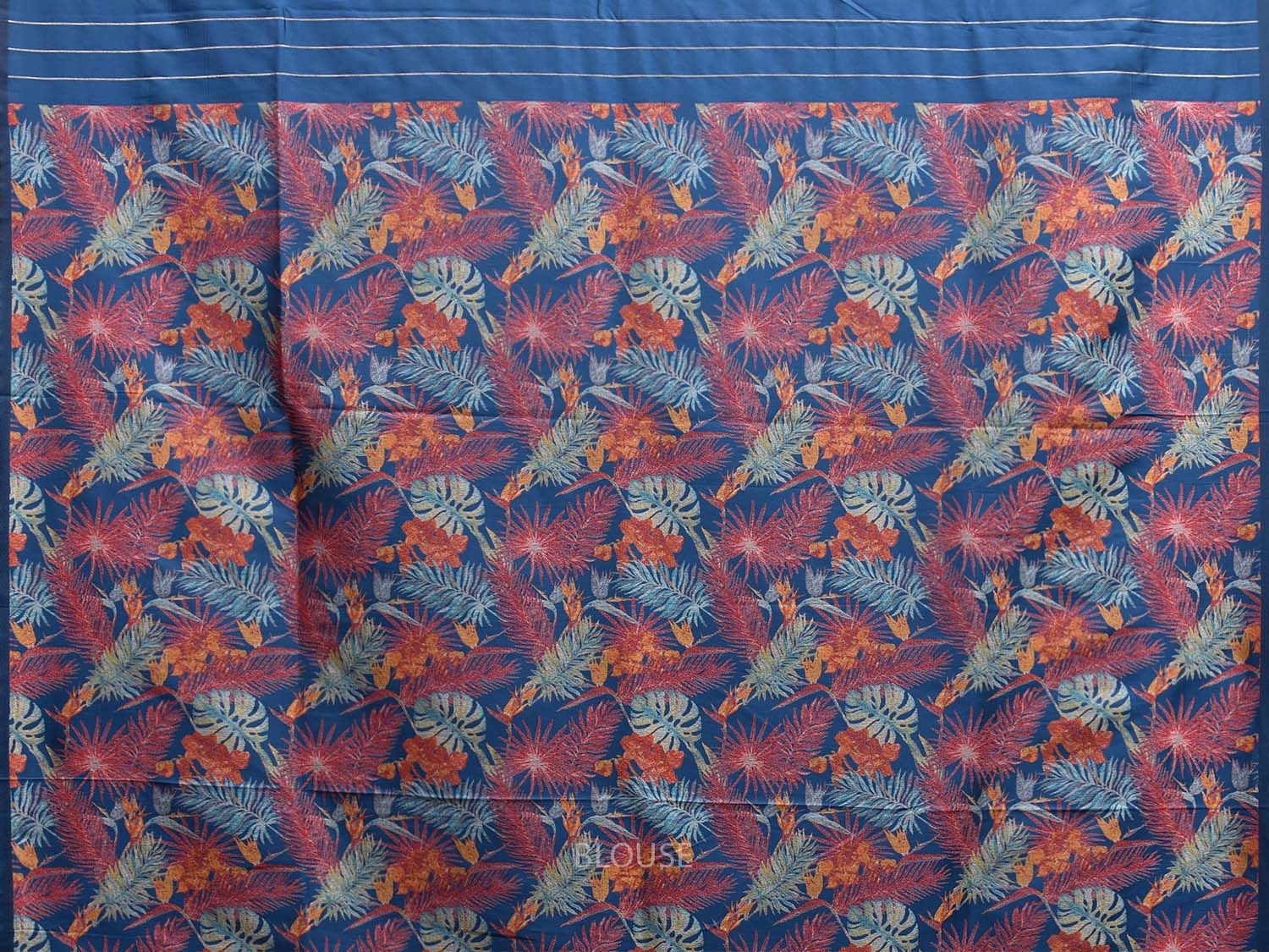 Blue E.Jacquard Viscose Silk Saree with Tree Pallu and Buta Design o0557