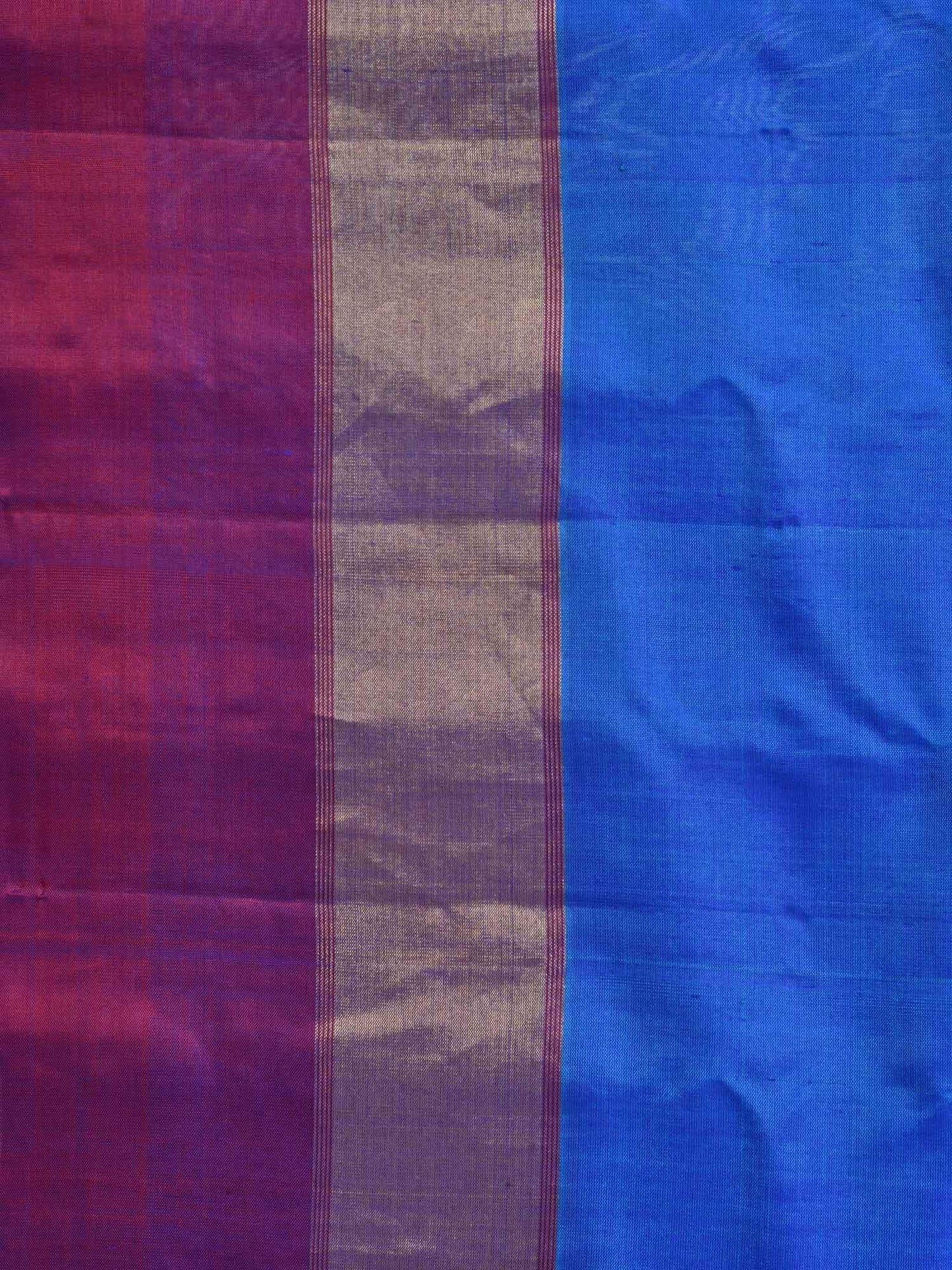 Blue Gadwal Silk Handloom Saree with Strips Border Design g0215