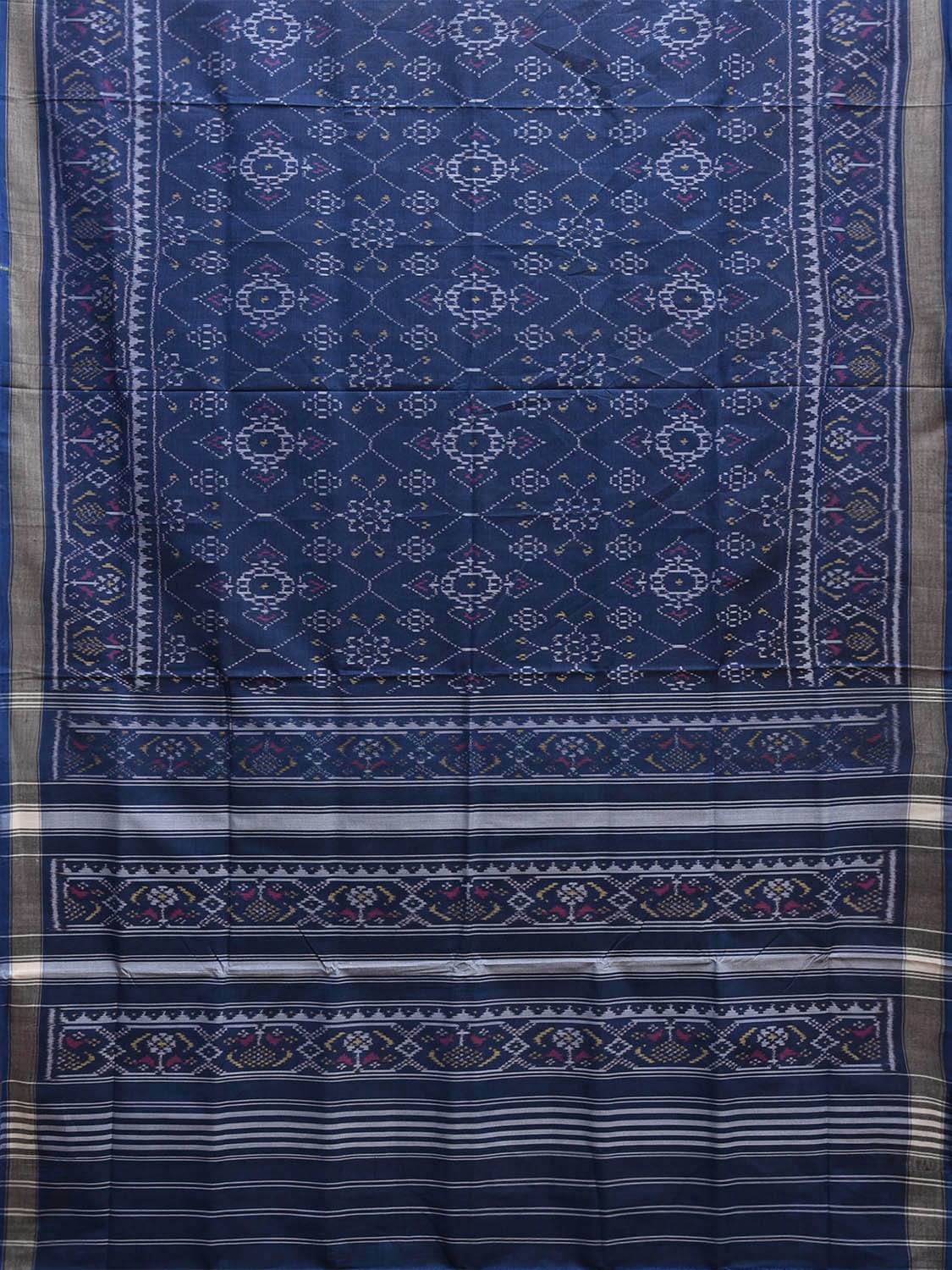 Blue Ikat Cotton Handloom Saree with All Over Geometric Design i0889