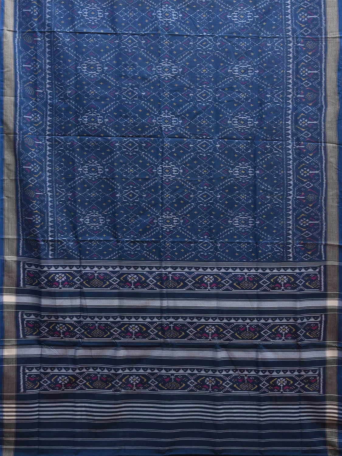 Blue Ikat Cotton Handloom Saree with All Over Grill Design i0891