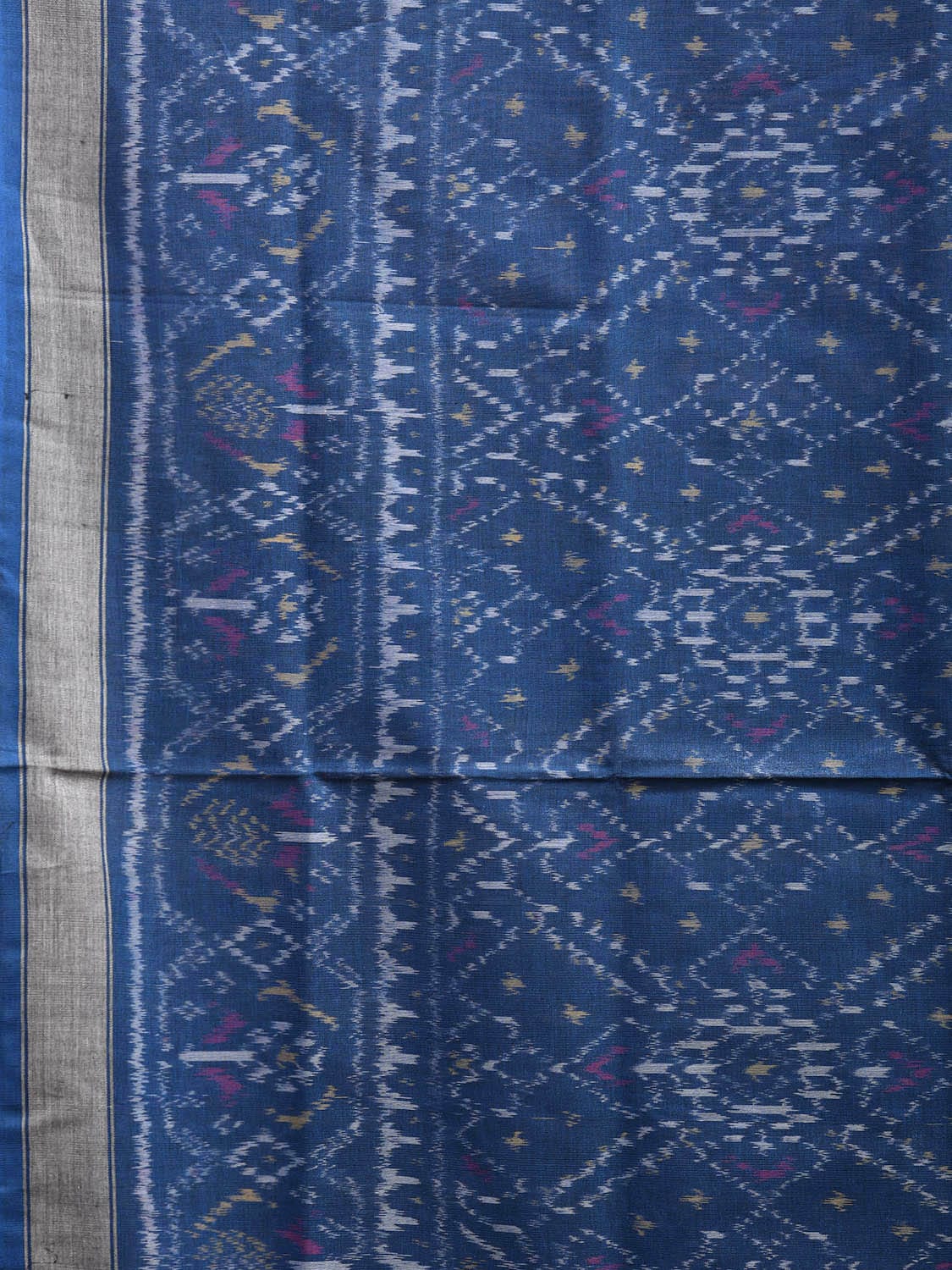 Blue Ikat Cotton Handloom Saree with All Over Grill Design i0891