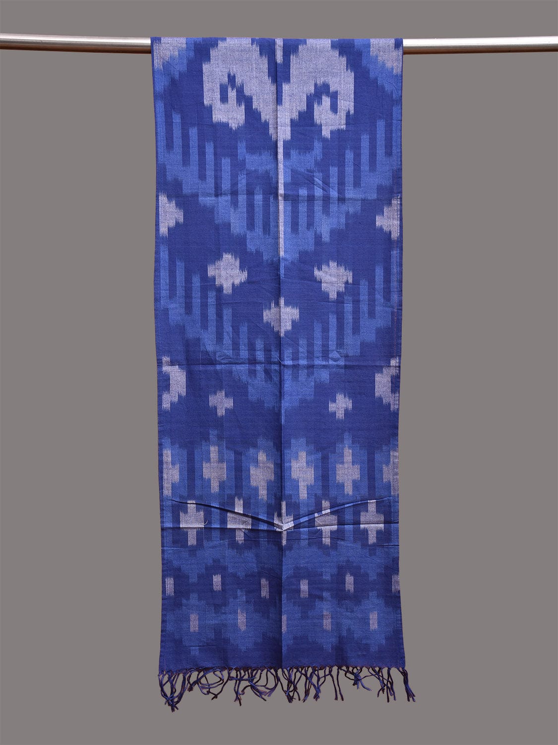 Blue Ikat Cotton Handloom Scarf or Stole with Symmetric Design ds3746