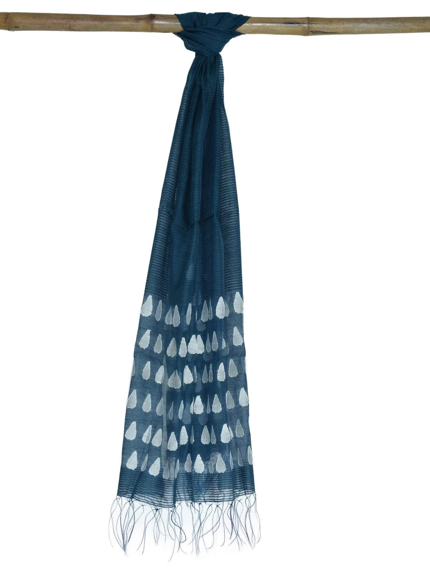 Blue Jamdani Cotton Handloom Stole ds1648