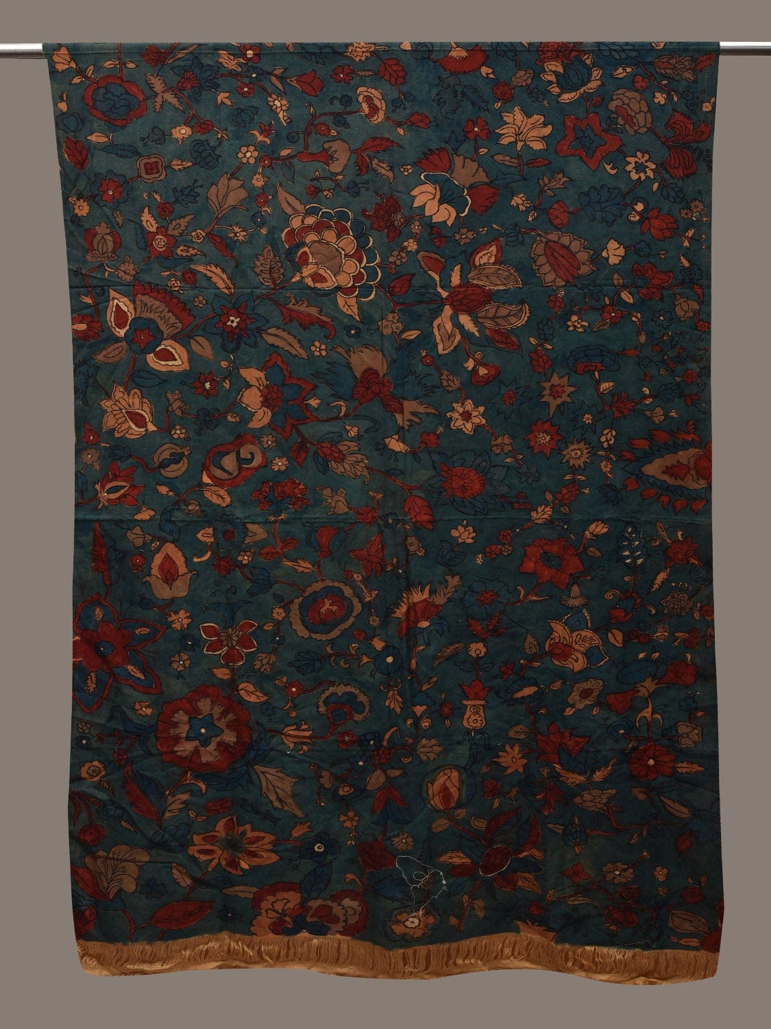 Blue Kalamkari Hand Painted Cotton Handloom Dupatta with Floral Design ds2646