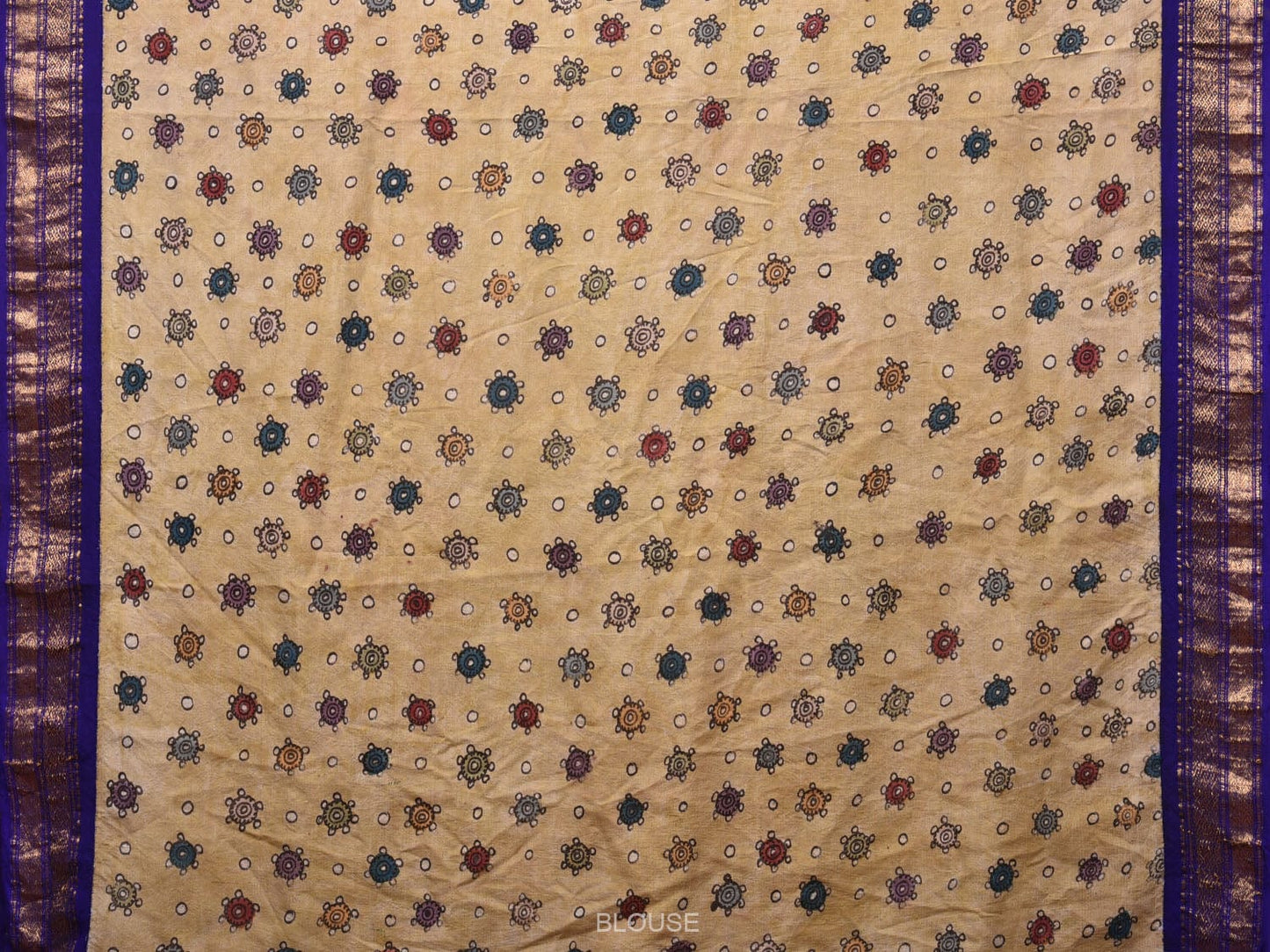 Blue Kalamkari Hand Painted Gadwal Silk Handloom Saree with Dashavatar Design KL0767