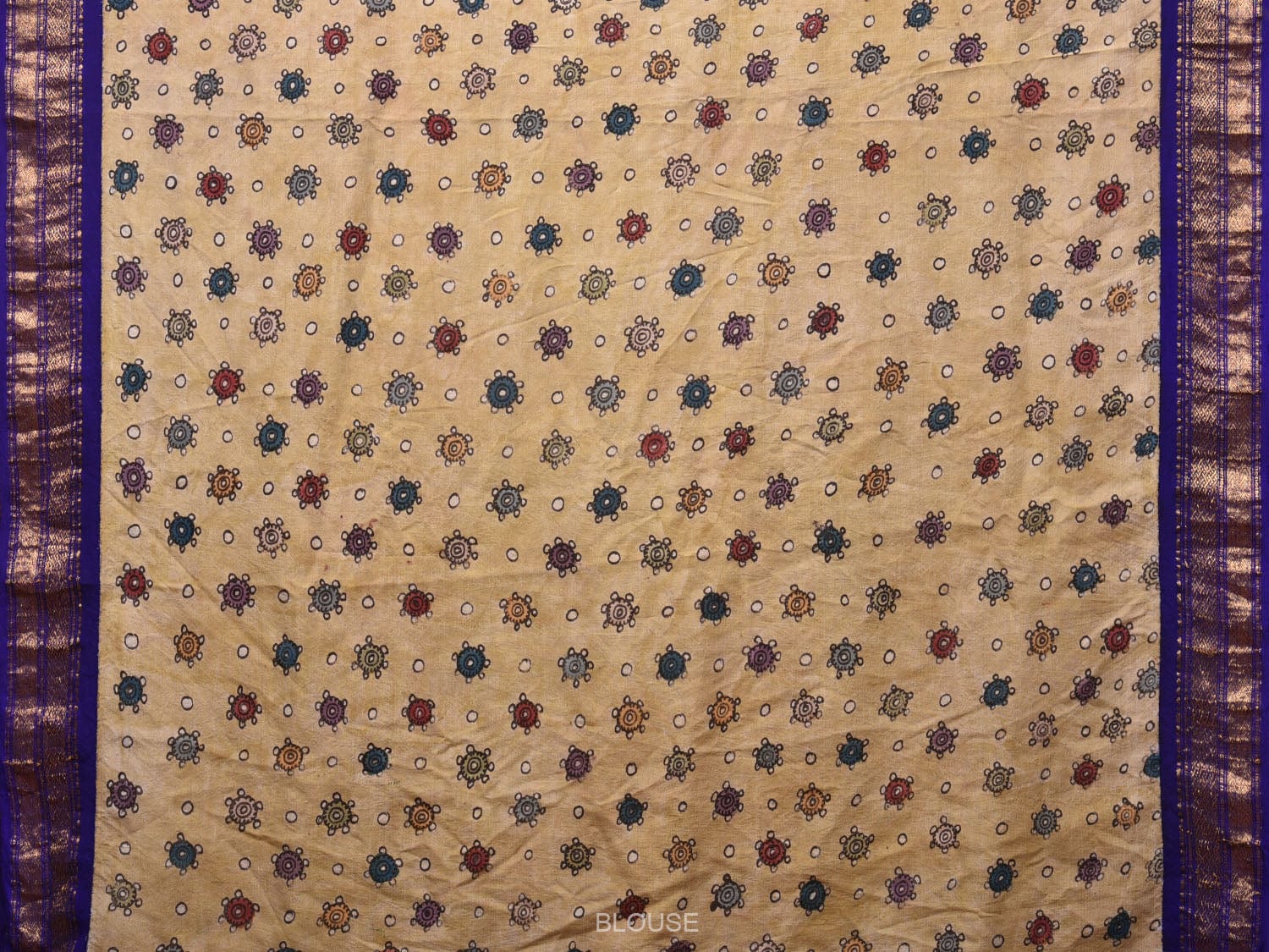 Blue Kalamkari Hand Painted Gadwal Silk Handloom Saree with Dashavatar Design KL0767