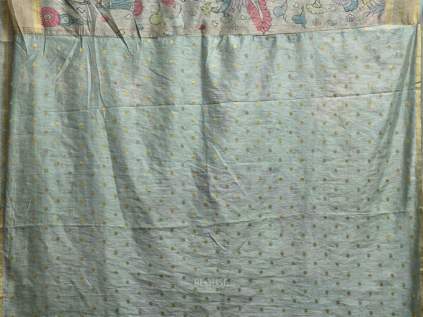 Blue Kalamkari Hand Painted Viscose Silk Saree with Dashavatar Design KL0800