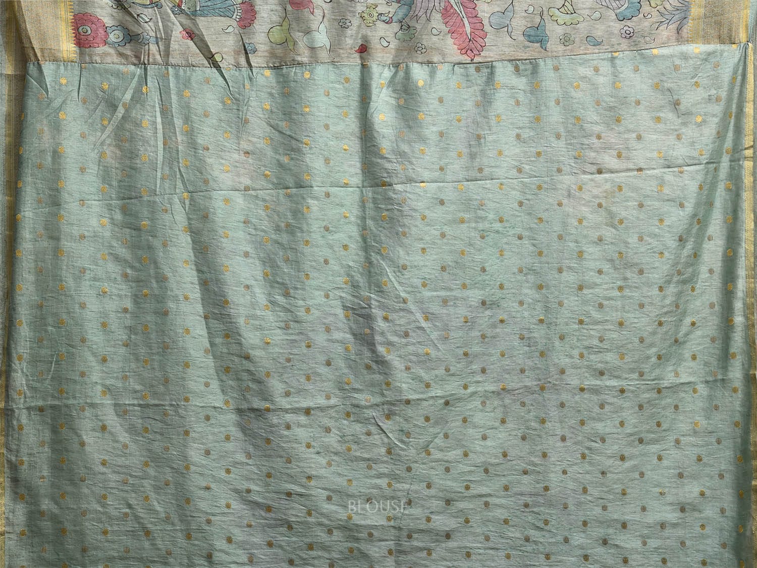 Blue Kalamkari Hand Painted Viscose Silk Saree with Dashavatar Design KL0800