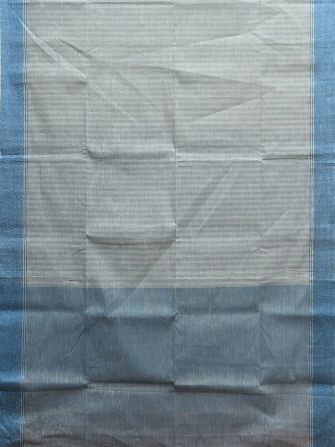 Blue Kanchipuram Cotton Handloom Saree with Strips Body Design k0594