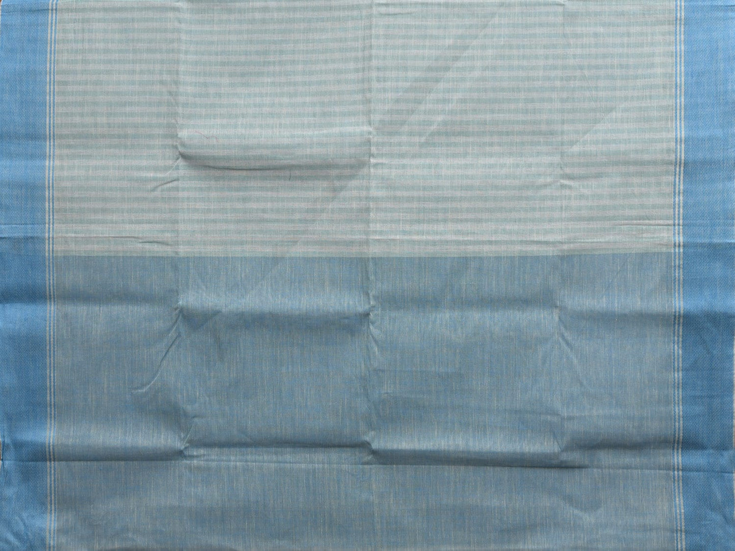 Blue Kanchipuram Cotton Handloom Saree with Strips Body Design k0594