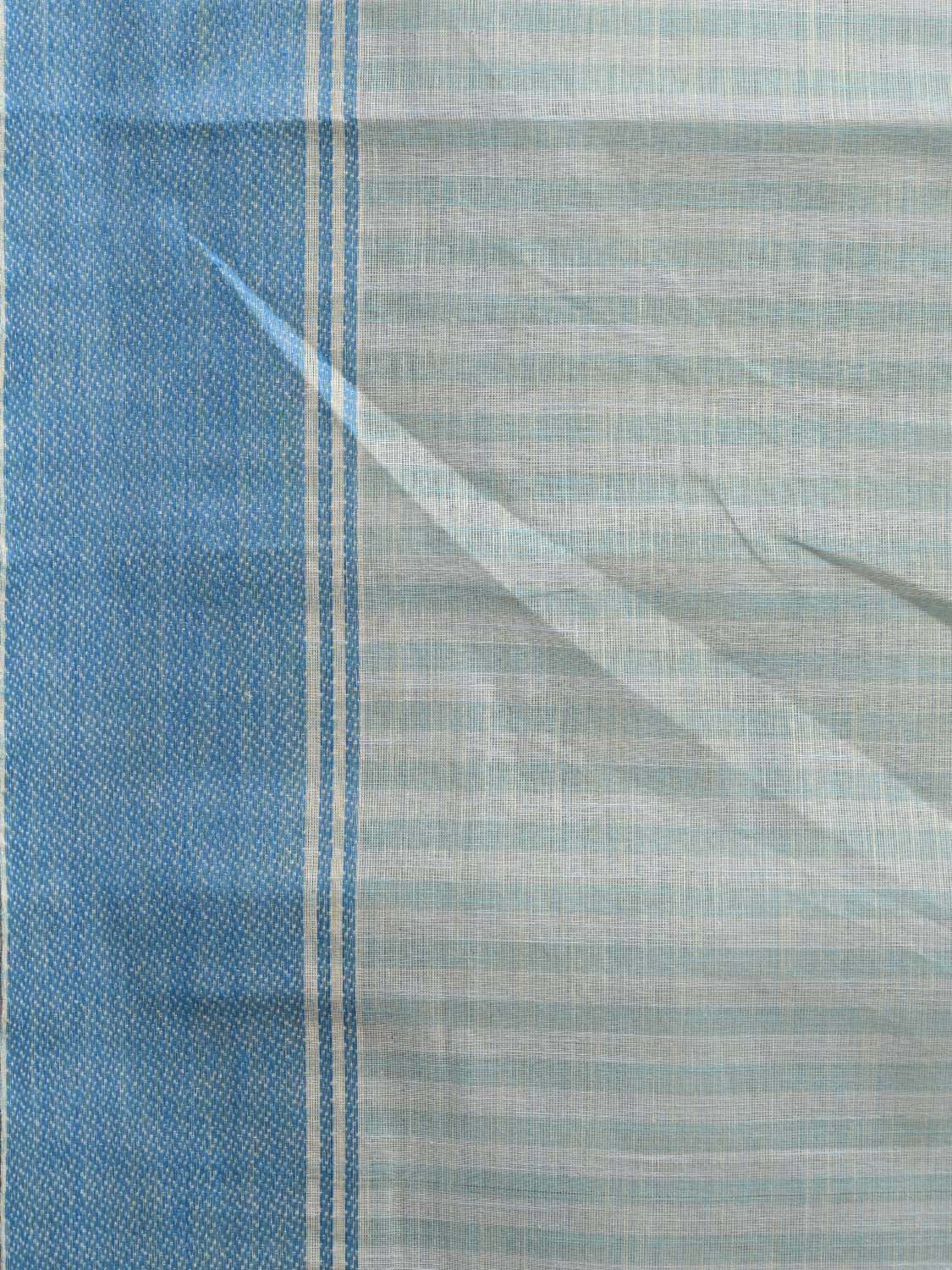 Blue Kanchipuram Cotton Handloom Saree with Strips Body Design k0594