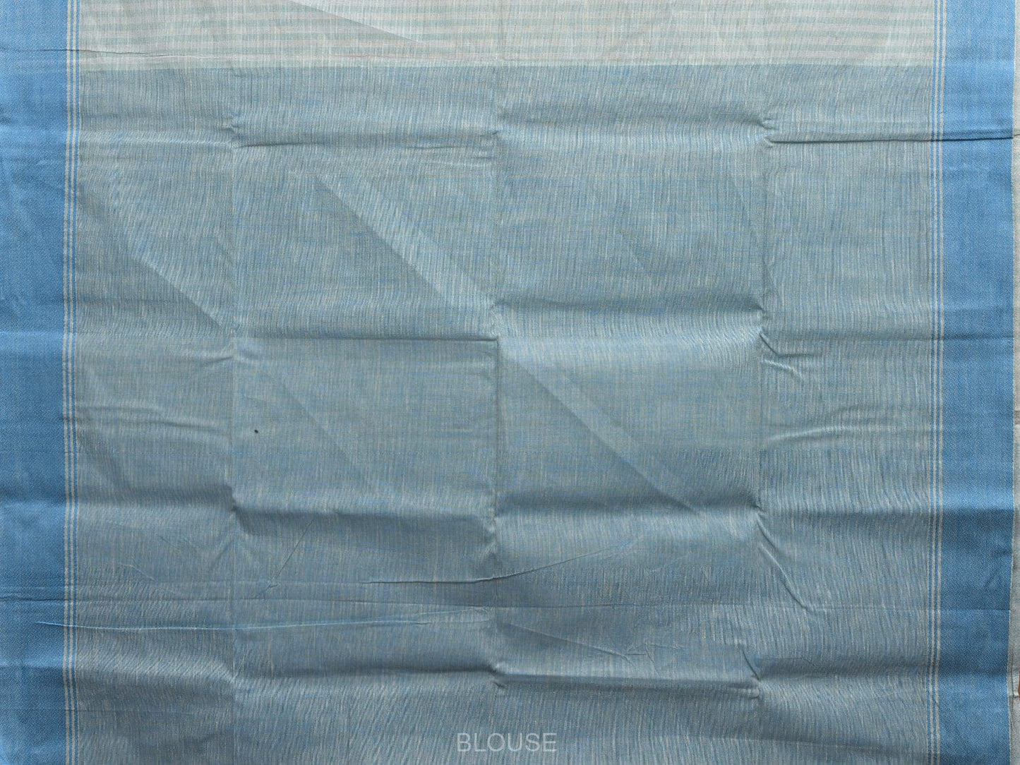 Blue Kanchipuram Cotton Handloom Saree with Strips Body Design k0594