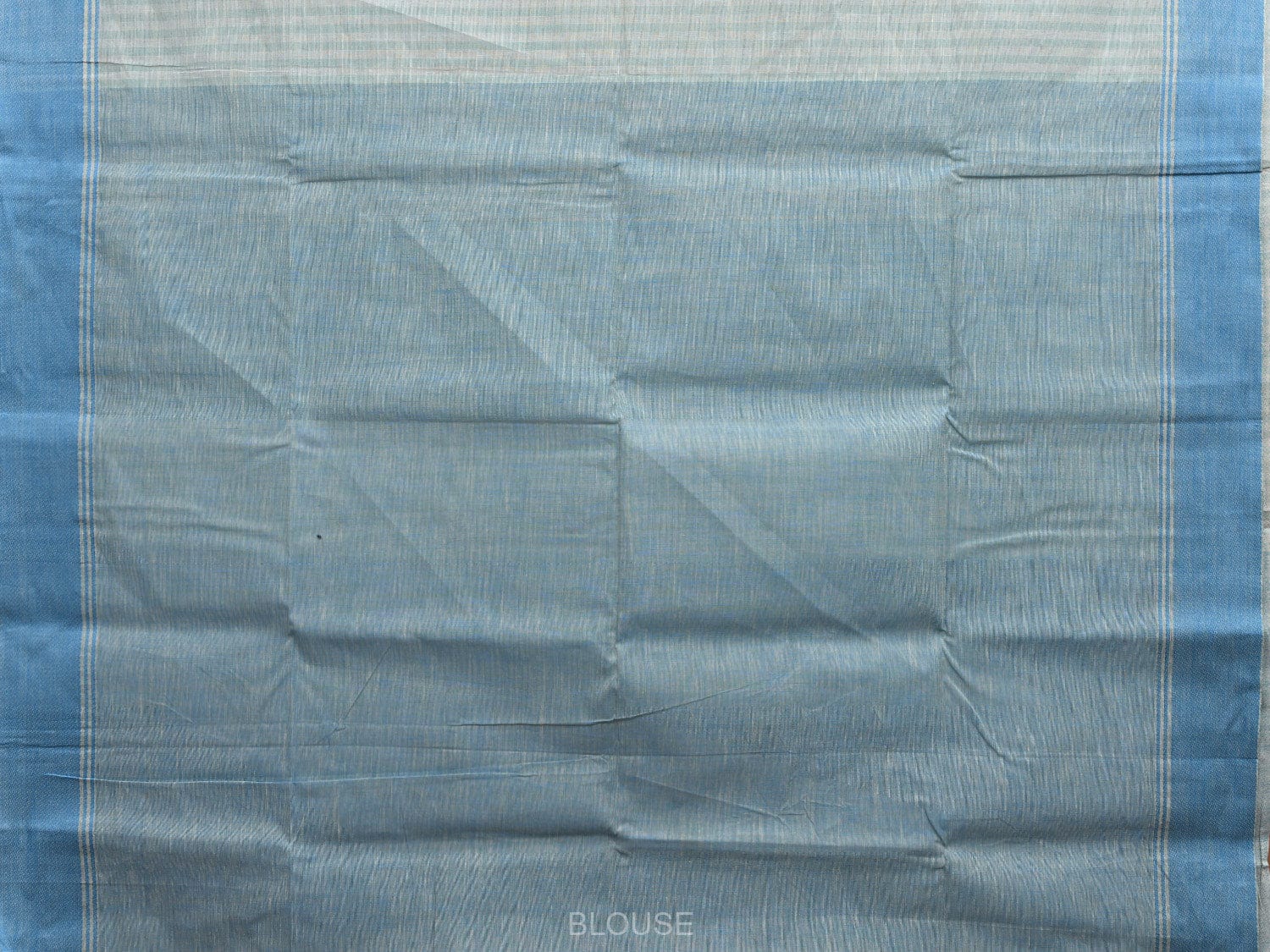Blue Kanchipuram Cotton Handloom Saree with Strips Body Design k0594