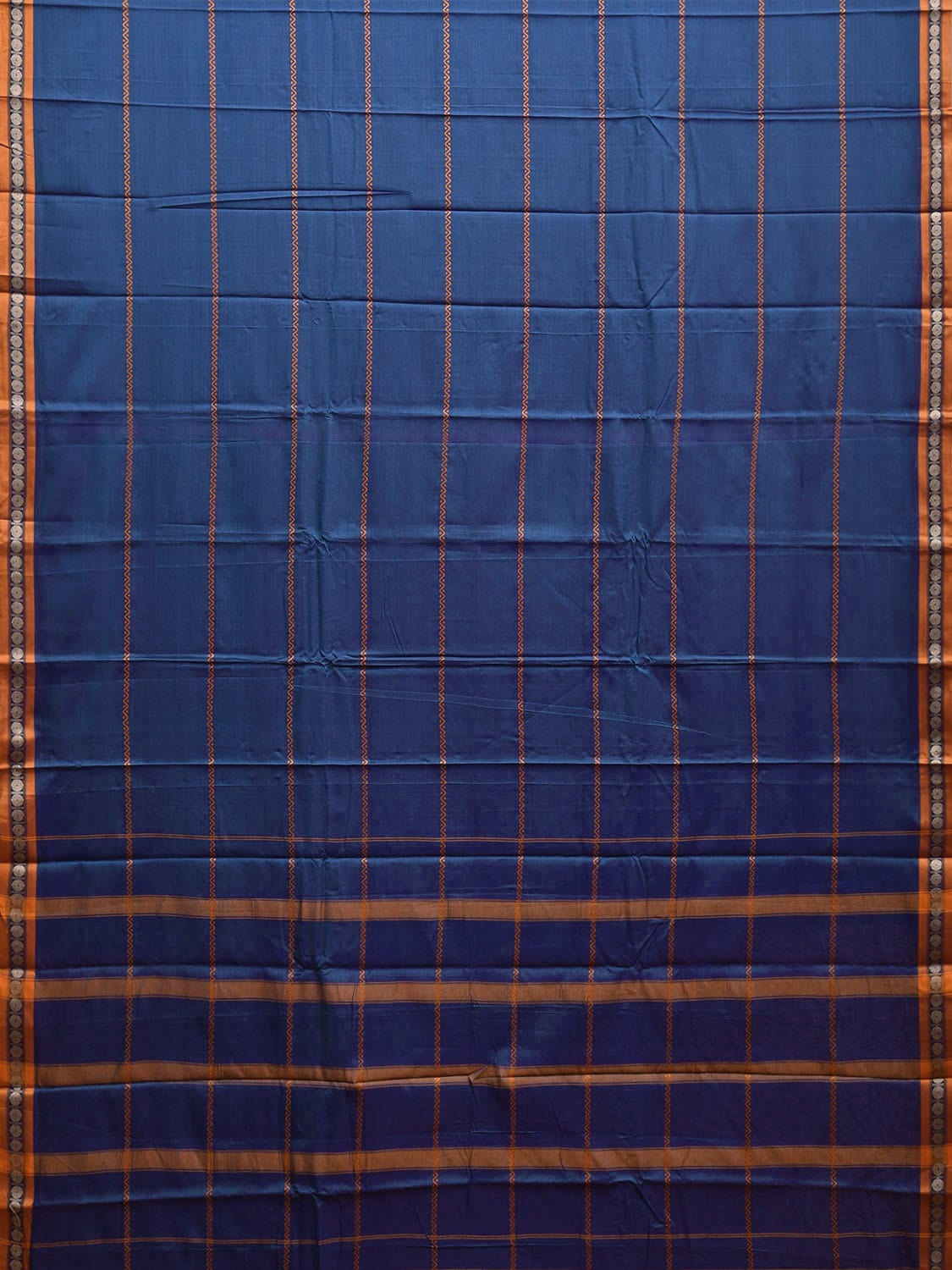 Blue Kanchipuram Cotton Saree with Strips Design k0779