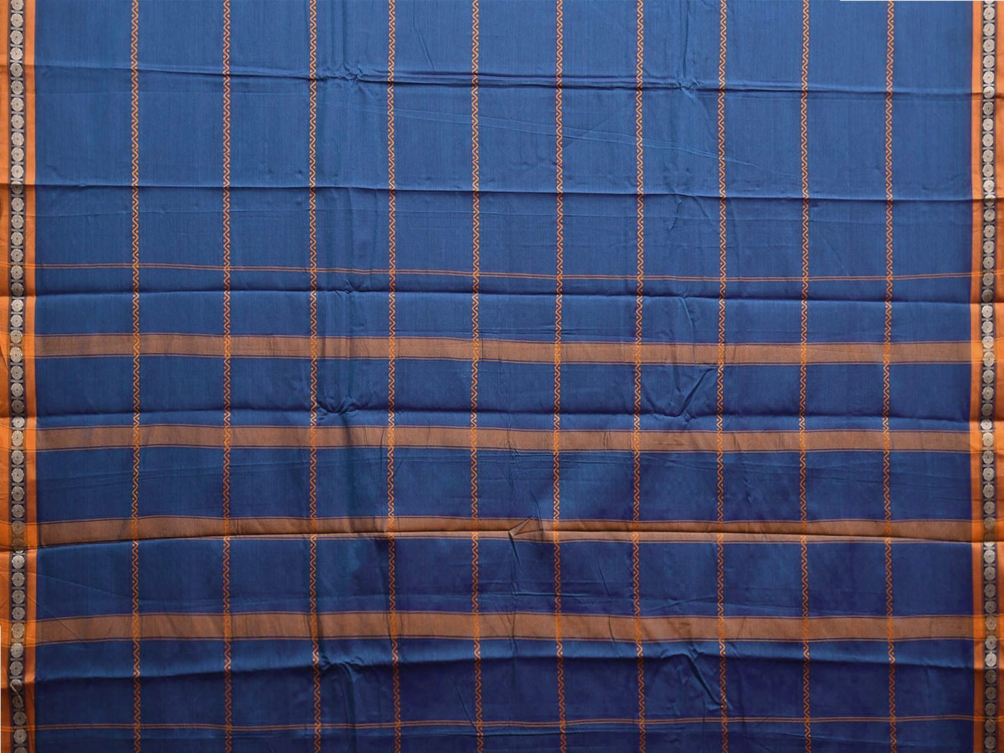 Blue Kanchipuram Cotton Saree with Strips Design k0779