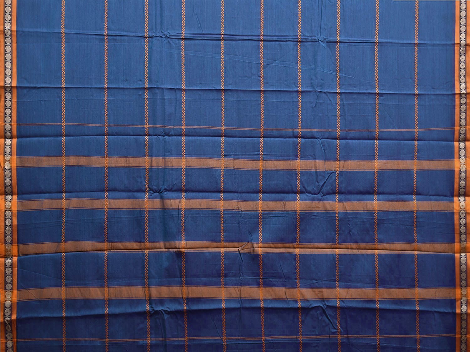 Blue Kanchipuram Cotton Saree with Strips Design k0779