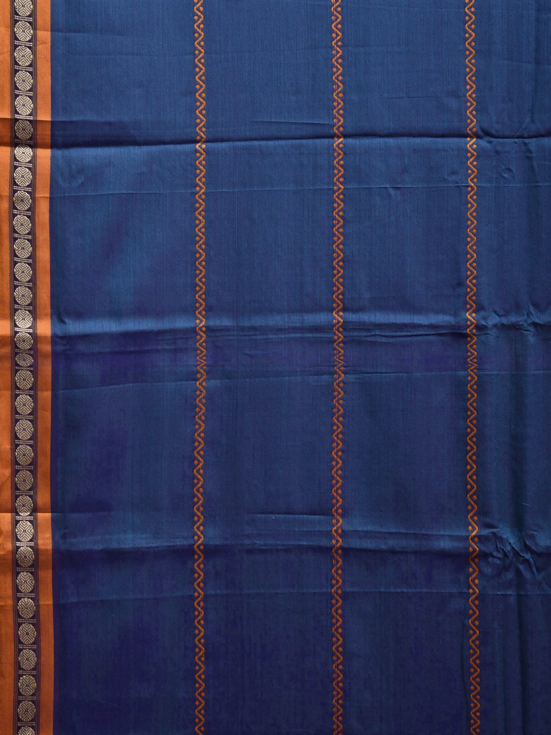 Blue Kanchipuram Cotton Saree with Strips Design k0779