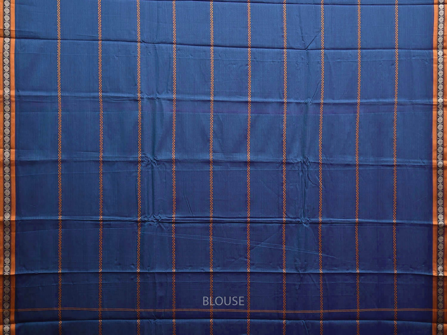 Blue Kanchipuram Cotton Saree with Strips Design k0779