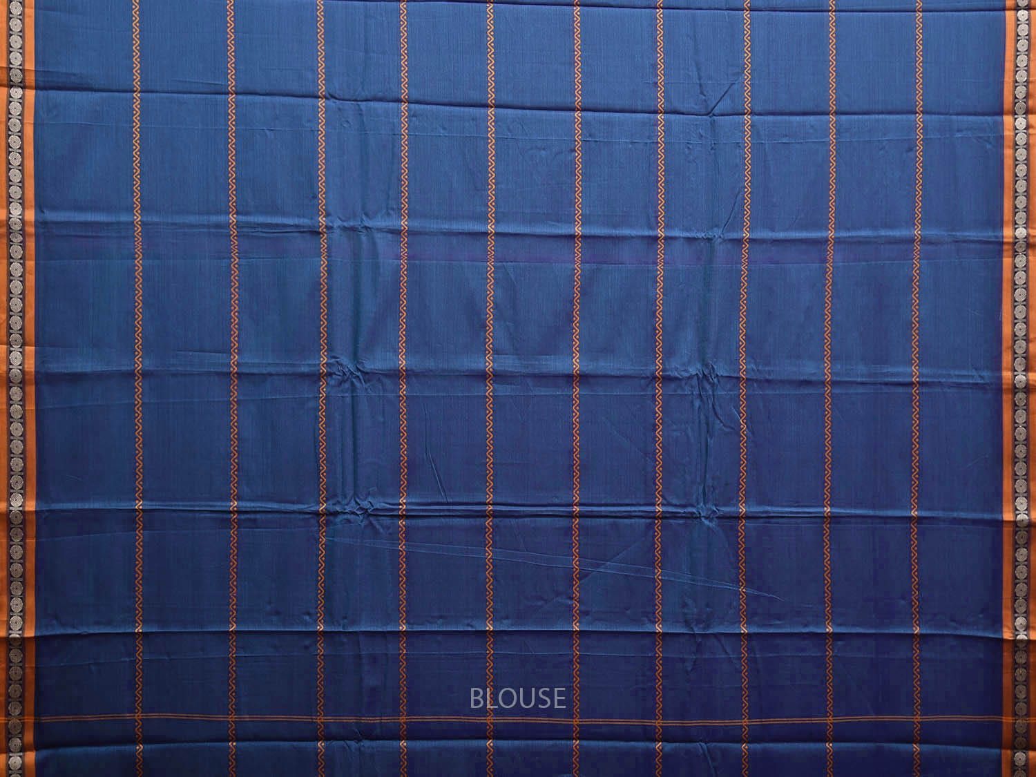 Blue Kanchipuram Cotton Saree with Strips Design k0779