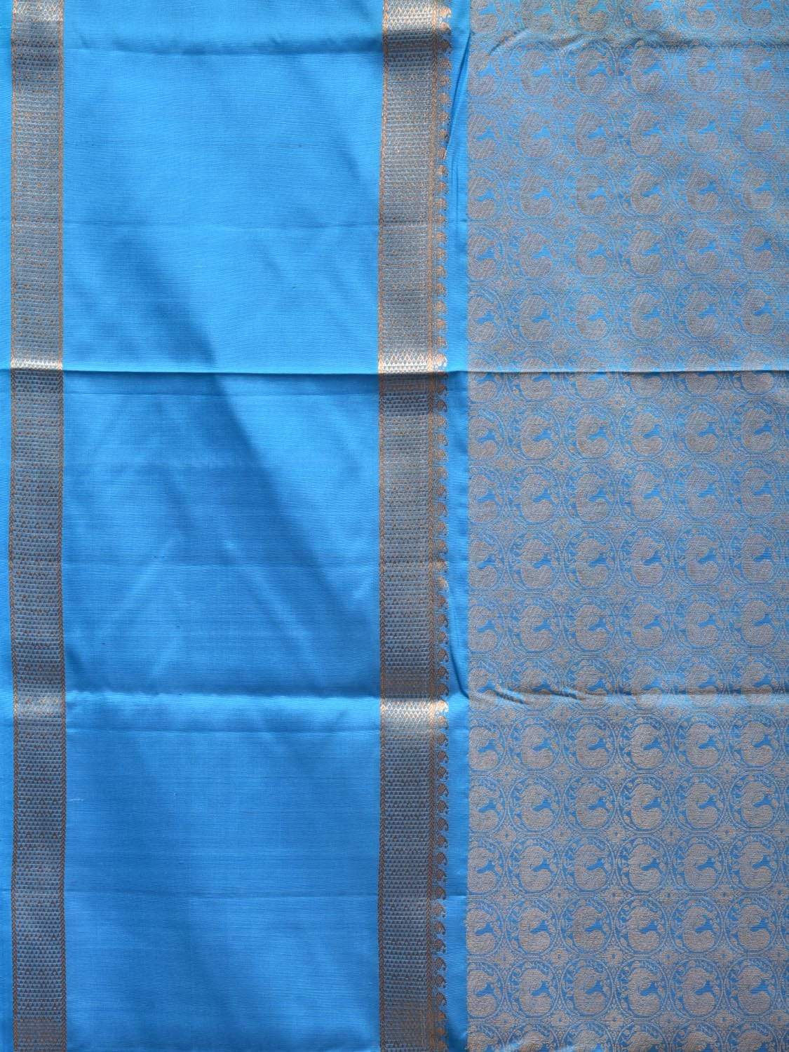 Blue Kanchipuram Silk Handloom Saree with Middle Brocade Design k0508