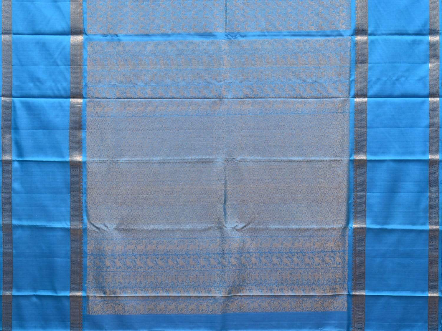 Blue Kanchipuram Silk Handloom Saree with Middle Brocade Design k0508