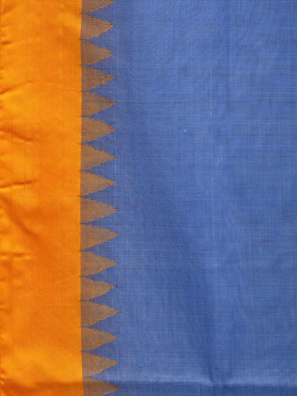 Blue Khadi Cotton Handloom Plain Saree with Temple Border Design kh0579