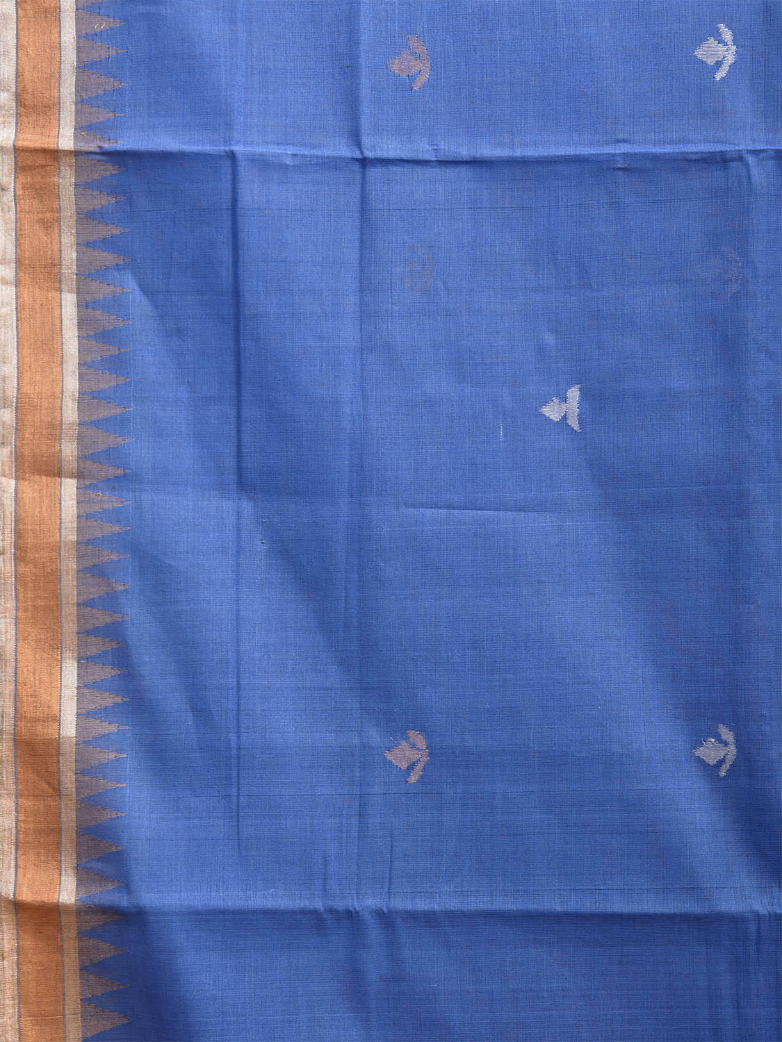 Blue Khadi Cotton Handloom Saree with Floral Pallu Design kh0695