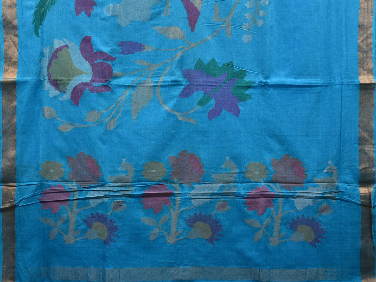 Blue Khadi Cotton Handloom Saree with Pallu and Border Design kh0544