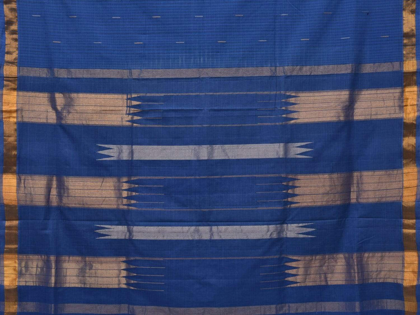 Blue Khadi Cotton Handloom Saree with Zari Strips Design kh0471