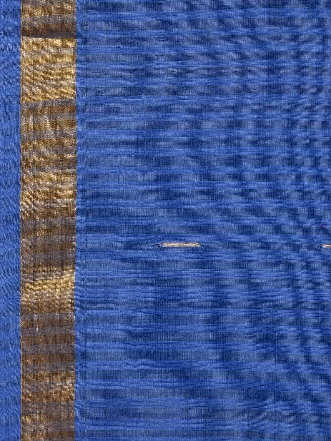 Blue Khadi Cotton Handloom Saree with Zari Strips Design kh0471