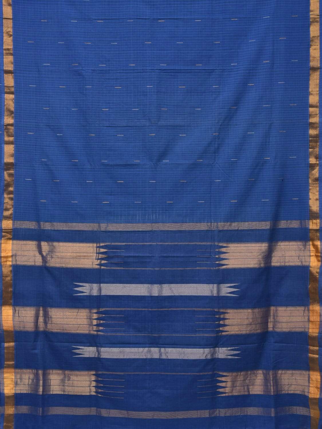 Blue Khadi Cotton Handloom Saree with Zari Strips Design kh0471