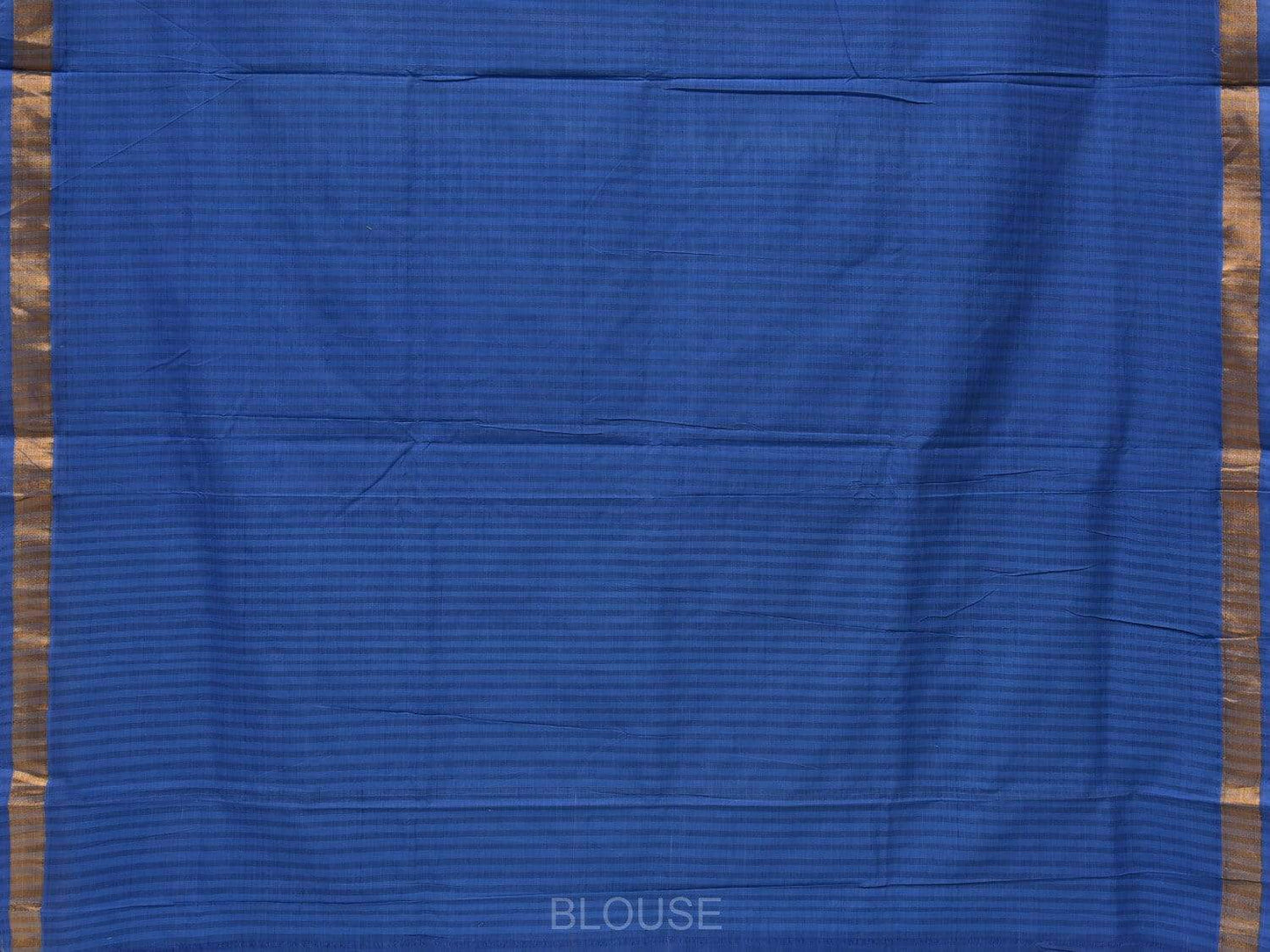 Blue Khadi Cotton Handloom Saree with Zari Strips Design kh0471