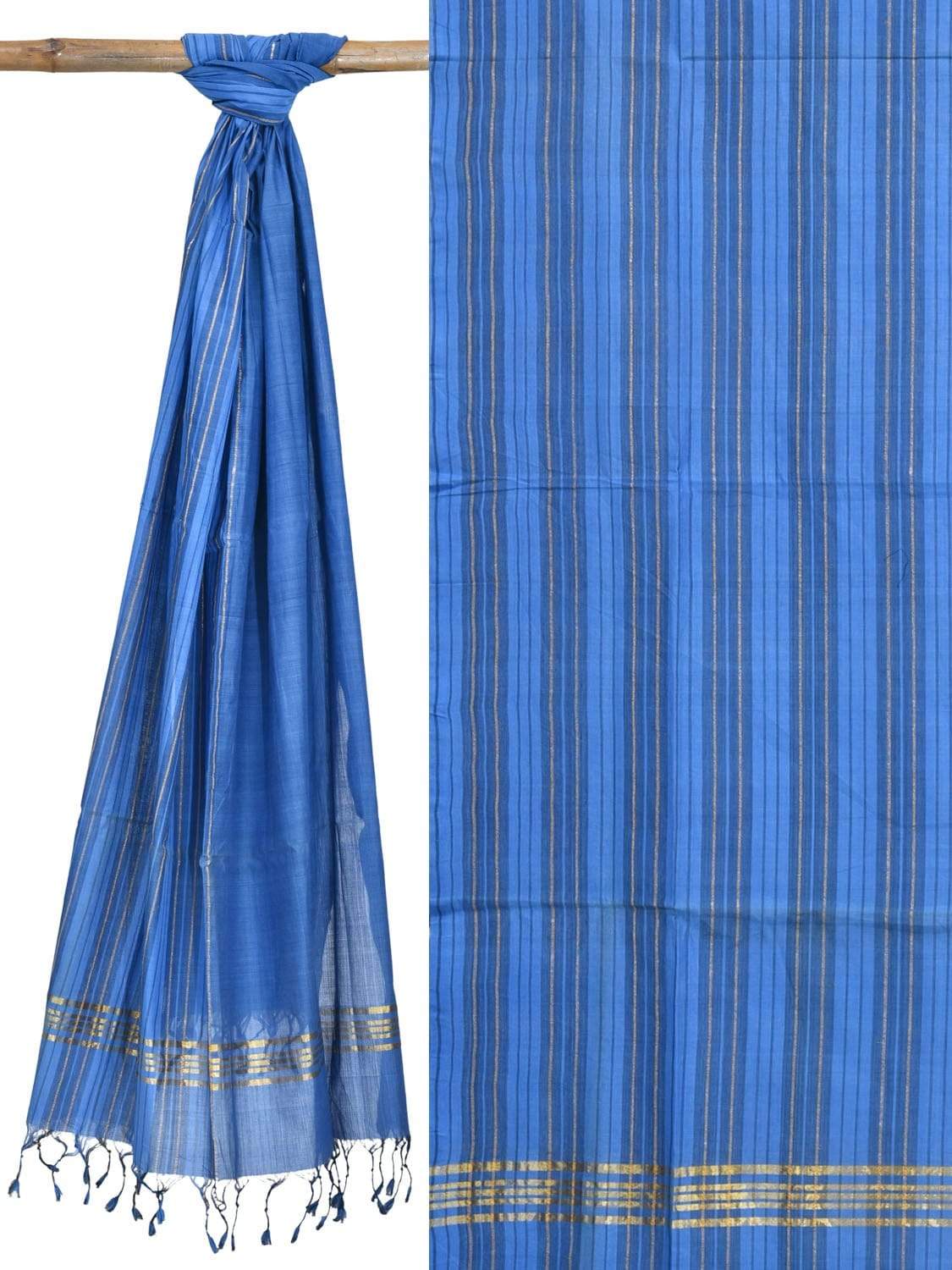 Blue Mangalgiri Cotton Handloom Dupatta with Strips Design ds1854