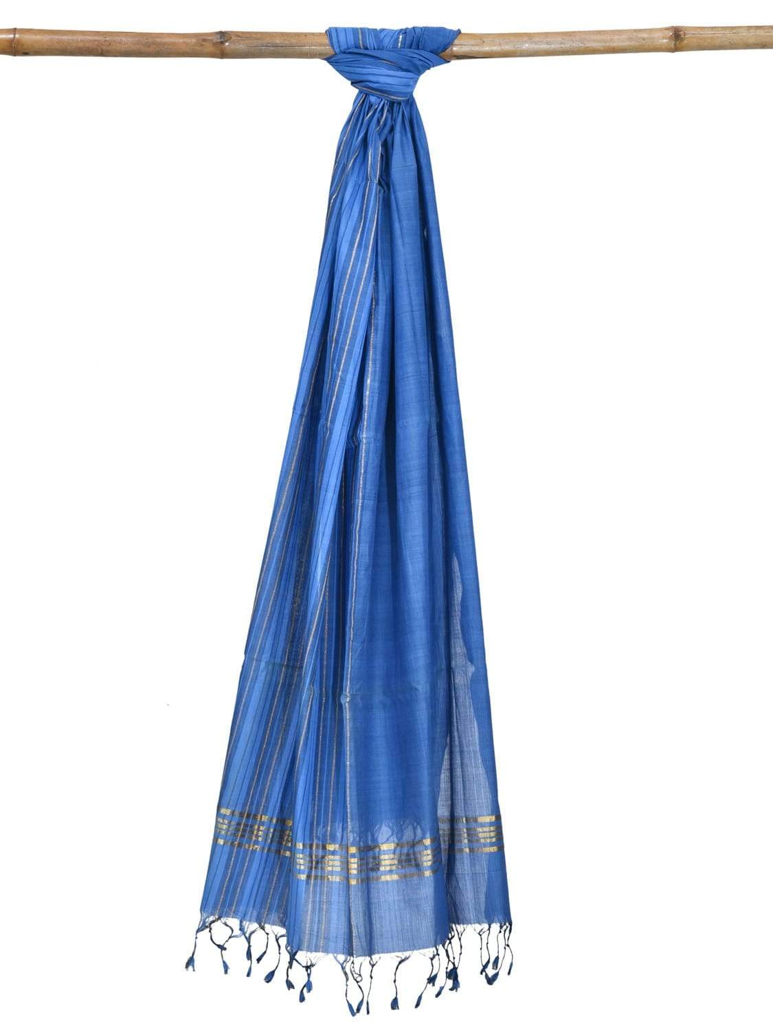 Blue Mangalgiri Cotton Handloom Dupatta with Strips Design ds1854