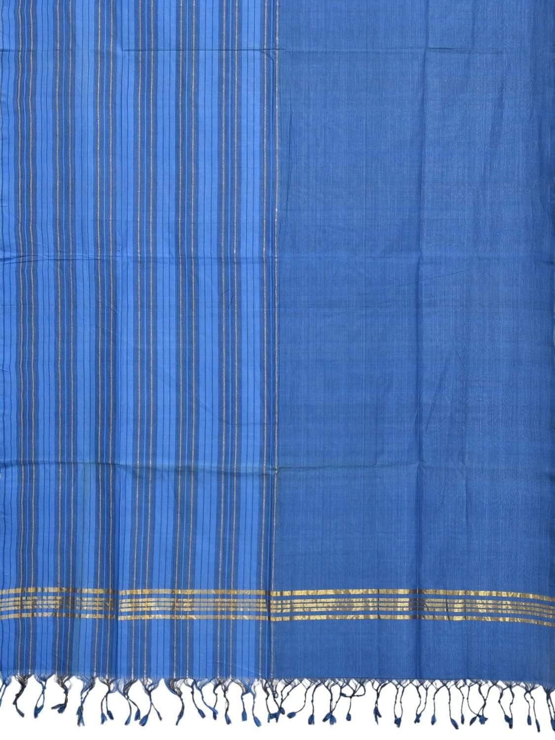 Blue Mangalgiri Cotton Handloom Dupatta with Strips Design ds1854