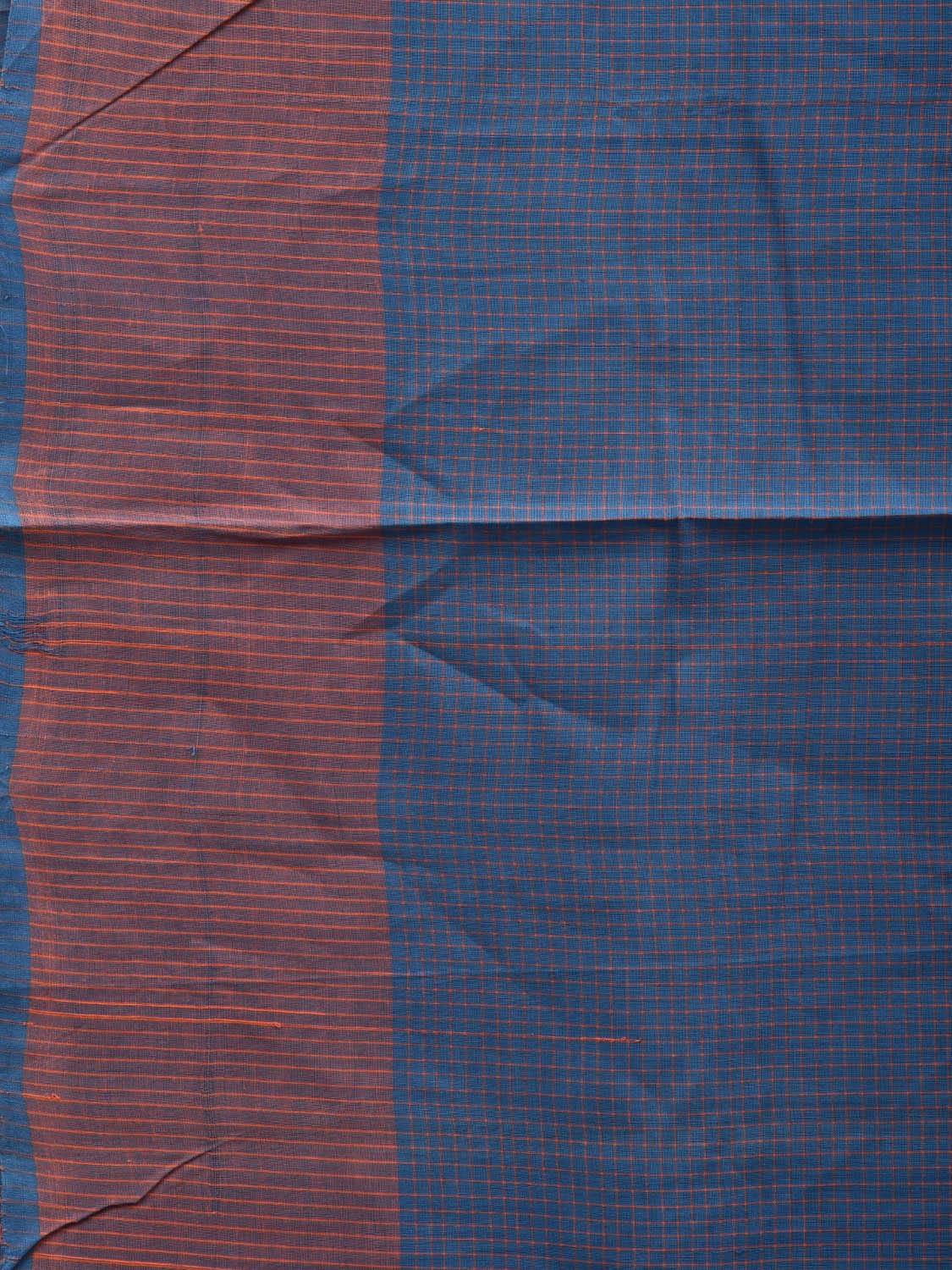 Blue Mangalgiri Cotton Handloom Saree with Checks Design mn0063