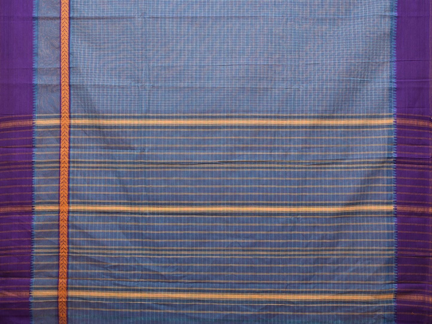 Blue Narayanpet Cotton Handloom Saree with Check Design No Blouse np0717