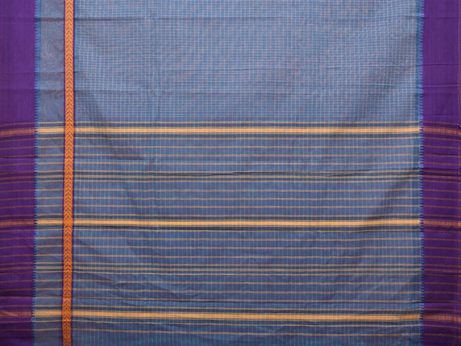 Blue Narayanpet Cotton Handloom Saree with Check Design No Blouse np0717