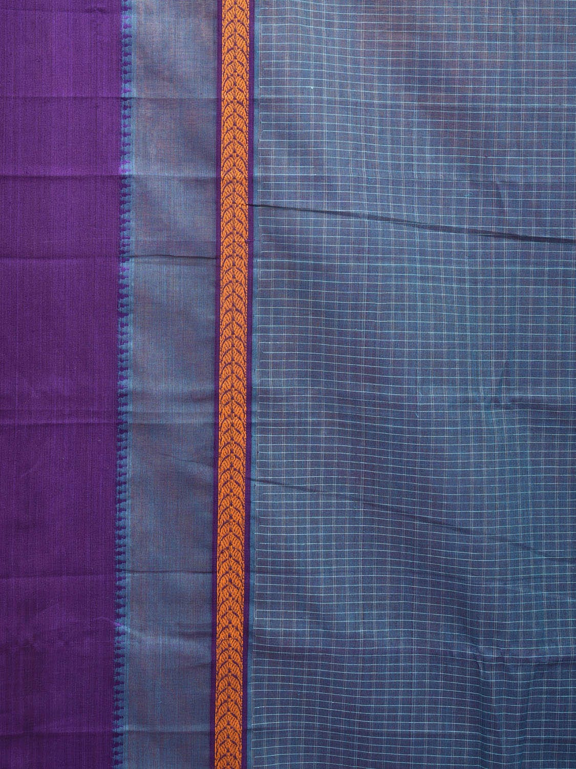 Blue Narayanpet Cotton Handloom Saree with Check Design No Blouse np0717