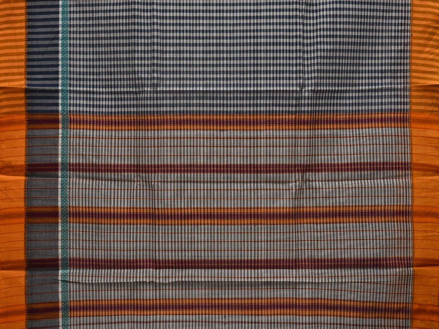 Blue Narayanpet Cotton Handloom Saree with Checks Design No Blouse np0469