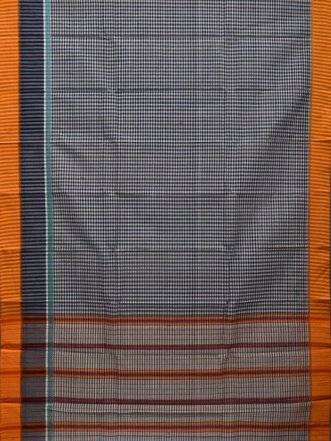 Blue Narayanpet Cotton Handloom Saree with Checks Design No Blouse np0469