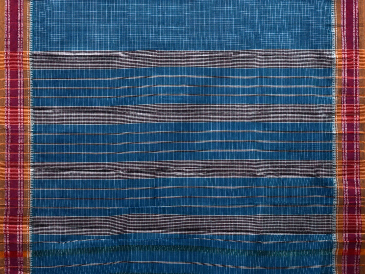 Blue Narayanpet Cotton Handloom Saree with Checks Design No Blouse np0540